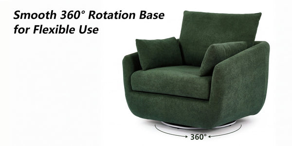 English Elm Rotatable Sherpa Fleece Swivel Chair with Built-In LED Ambient Strip for Gaming Rooms Green W1658P513156