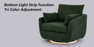 English Elm Rotatable Sherpa Fleece Swivel Chair with Built-In LED Ambient Strip for Gaming Rooms Green W1658P513156