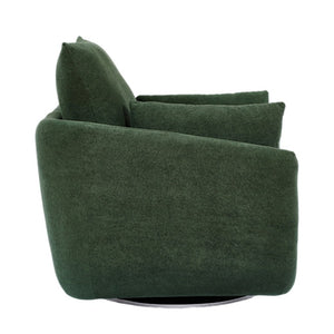 English Elm Rotatable Sherpa Fleece Swivel Chair with Built-In LED Ambient Strip for Gaming Rooms Green W1658P513156