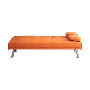 English Elm 67-inch Pu Leather Convertible Sleeper Sofa with Built-in Coffee Table for Studio Spaces W1658P520297