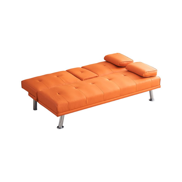 English Elm 67-inch Pu Leather Convertible Sleeper Sofa with Built-in Coffee Table for Studio Spaces W1658P520297