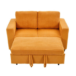 English Elm 58.1 Inch Corduroy Modular Sleeper Loveseat Convertible Sofa for Studio Apartments Orange W1658S00176