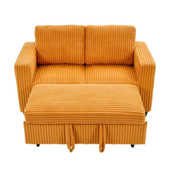 English Elm 58.1 Inch Corduroy Modular Sleeper Loveseat Convertible Sofa for Studio Apartments Orange W1658S00176
