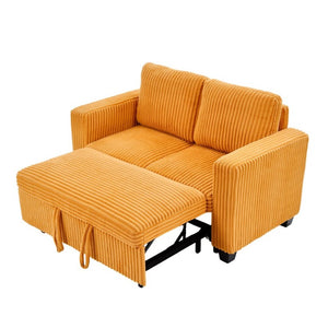English Elm 58.1 Inch Corduroy Modular Sleeper Loveseat Convertible Sofa for Studio Apartments Orange W1658S00176