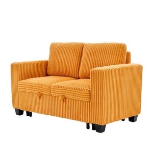 English Elm 58.1 Inch Corduroy Modular Sleeper Loveseat Convertible Sofa for Studio Apartments Orange W1658S00176