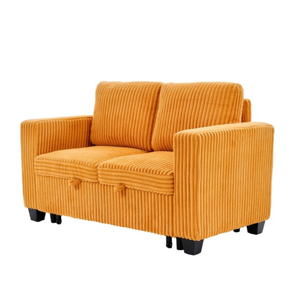 English Elm 58.1 Inch Corduroy Modular Sleeper Loveseat Convertible Sofa for Studio Apartments Orange W1658S00176