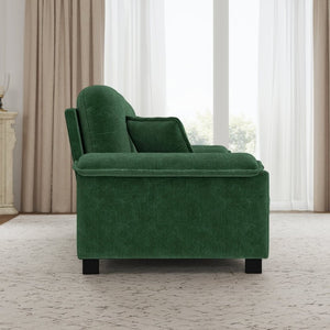 English Elm Modern Pleated Chenille Three Seat Sofa with Spring Support and Dense Foam Cushions Green W1658S00178