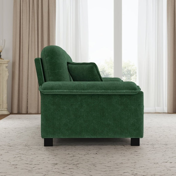 English Elm Modern Pleated Chenille Three Seat Sofa with Spring Support and Dense Foam Cushions Green W1658S00178