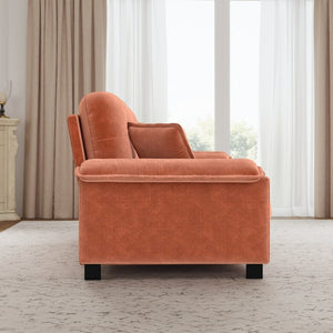 English Elm Modern Pleated Chenille Three Seat Sofa with Spring Support and Dense Foam Cushions Orange W1658S00179