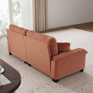 English Elm Modern Pleated Chenille Three Seat Sofa with Spring Support and Dense Foam Cushions Orange W1658S00179
