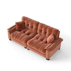English Elm Modern Pleated Chenille Three Seat Sofa with Spring Support and Dense Foam Cushions Orange W1658S00179