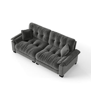 English Elm Modern Pleated Chenille Three Seat Sofa with Spring Support and Dense Foam Cushions Gray W1658S00180