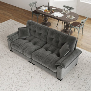 English Elm Modern Pleated Chenille Three Seat Sofa with Spring Support and Dense Foam Cushions Gray W1658S00180