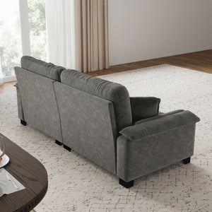 English Elm Modern Pleated Chenille Three Seat Sofa with Spring Support and Dense Foam Cushions Gray W1658S00180