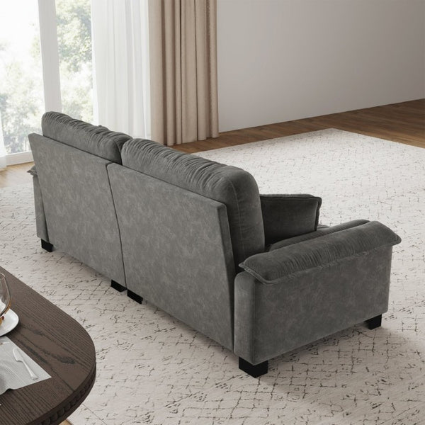 English Elm Modern Pleated Chenille Three Seat Sofa with Spring Support and Dense Foam Cushions Gray W1658S00180