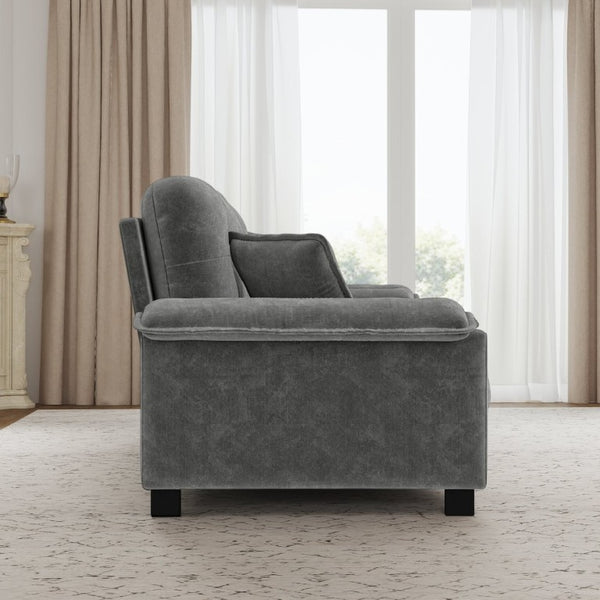 English Elm Modern Pleated Chenille Three Seat Sofa with Spring Support and Dense Foam Cushions Gray W1658S00180