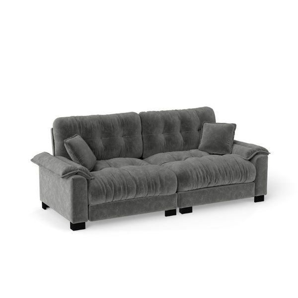 English Elm Modern Pleated Chenille Three Seat Sofa with Spring Support and Dense Foam Cushions Gray W1658S00180