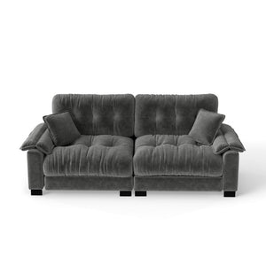 English Elm Modern Pleated Chenille Three Seat Sofa with Spring Support and Dense Foam Cushions Gray W1658S00180