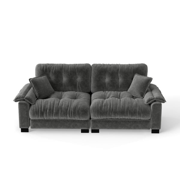 English Elm Modern Pleated Chenille Three Seat Sofa with Spring Support and Dense Foam Cushions Gray W1658S00180