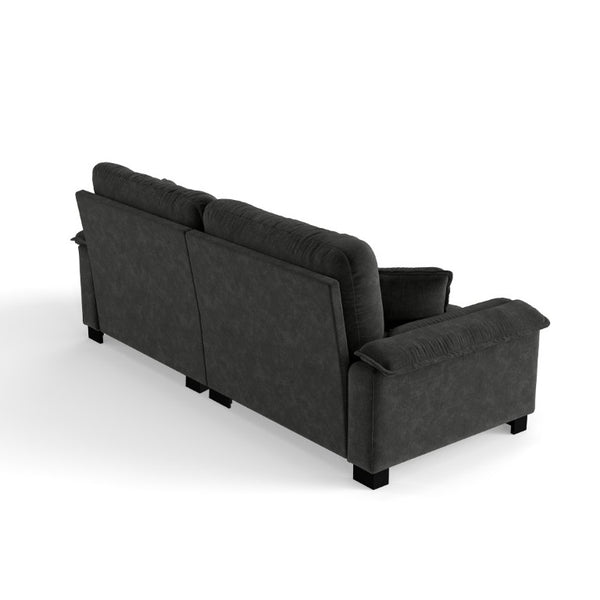 English Elm Modern Pleated Chenille Three Seat Sofa with Spring Support and Dense Foam Cushions Black W1658S00181