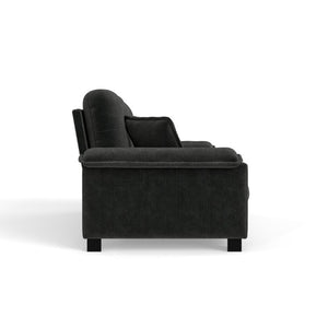 English Elm Modern Pleated Chenille Three Seat Sofa with Spring Support and Dense Foam Cushions Black W1658S00181