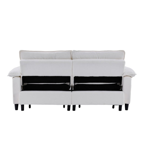 English Elm 73 Inch Velvet Convertible Sleeper Sofa with Pull Out Mattress for Compact Living Spaces Beige White W1658S00183
