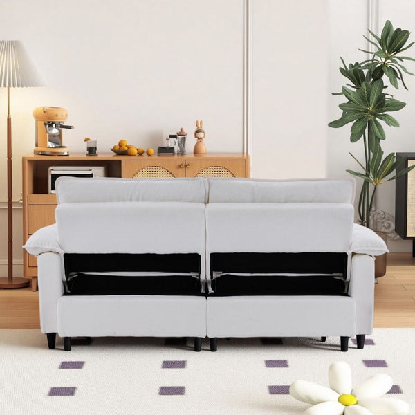 English Elm 73 Inch Velvet Convertible Sleeper Sofa with Pull Out Mattress for Compact Living Spaces Beige White W1658S00183