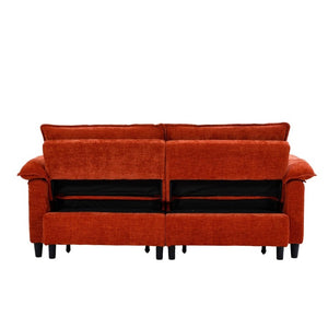 English Elm 73 Inch Velvet Convertible Sleeper Sofa with Pull Out Mattress for Compact Living Spaces Orange W1658S00184