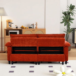 English Elm 73 Inch Velvet Convertible Sleeper Sofa with Pull Out Mattress for Compact Living Spaces Orange W1658S00184