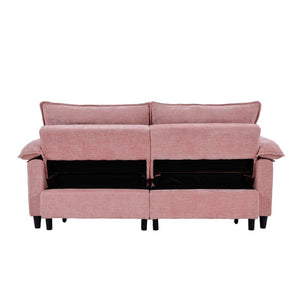 English Elm 73 Inch Blush Velvet Sleeper Loveseat Convertible Sofa Bed for Guest Rooms Studios W1658S00185