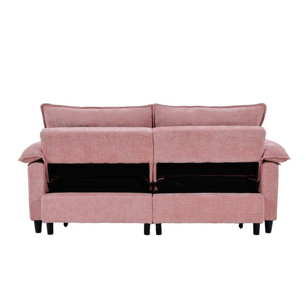 English Elm 73 Inch Blush Velvet Sleeper Loveseat Convertible Sofa Bed for Guest Rooms Studios W1658S00185