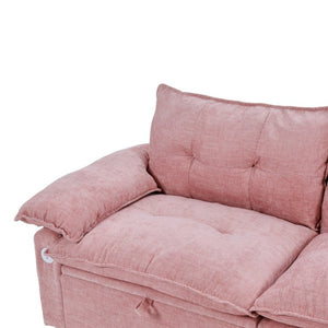 English Elm 73 Inch Blush Velvet Sleeper Loveseat Convertible Sofa Bed for Guest Rooms Studios W1658S00185