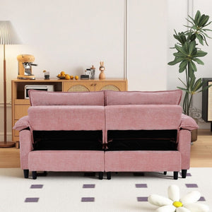 English Elm 73 Inch Blush Velvet Sleeper Loveseat Convertible Sofa Bed for Guest Rooms Studios W1658S00185