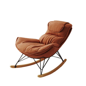 English Elm Leisure Velvet Rocking Chair Solid Wood Base Ergonomic Cushion for Balcony Reading W1669P152764