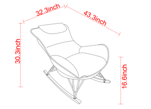English Elm Leisure Velvet Rocking Chair Solid Wood Base Ergonomic Cushion for Balcony Reading W1669P152764