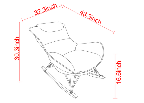 English Elm Leisure Velvet Rocking Chair Solid Wood Base Ergonomic Cushion for Balcony Reading W1669P152764