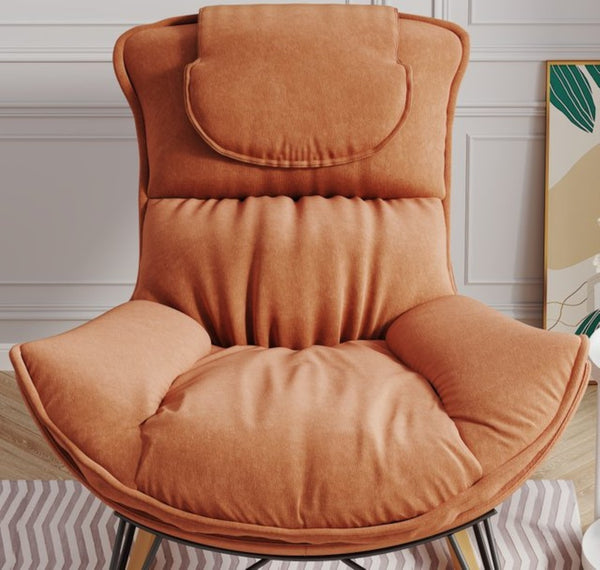 English Elm Leisure Velvet Rocking Chair Solid Wood Base Ergonomic Cushion for Balcony Reading W1669P152764