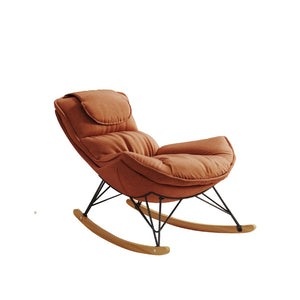 English Elm Leisure Velvet Rocking Chair Solid Wood Base Ergonomic Cushion for Balcony Reading W1669P152764