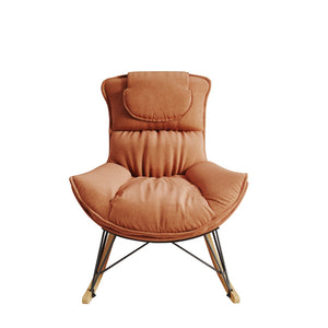 English Elm Leisure Velvet Rocking Chair Solid Wood Base Ergonomic Cushion for Balcony Reading W1669P152764