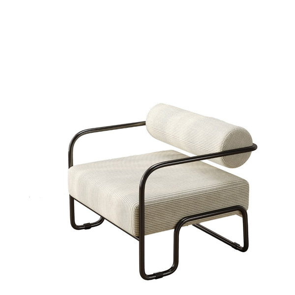 English Elm Living Room Corduroy Accent Chair Curved Iron Frame Cocoon Seat for Reading Nooks W1669P153994