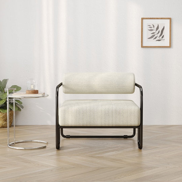 English Elm Living Room Corduroy Accent Chair Curved Iron Frame Cocoon Seat for Reading Nooks W1669P153994