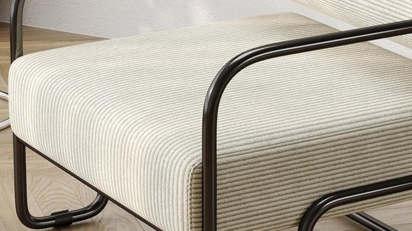 English Elm Living Room Corduroy Accent Chair Curved Iron Frame Cocoon Seat for Reading Nooks W1669P153994