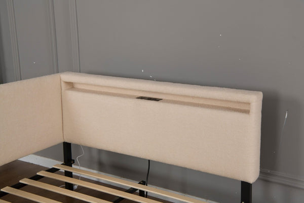 English Elm Full Size Tufted Upholstered Storage Bed with LED Lighting and USB Charging Port W1670P487806