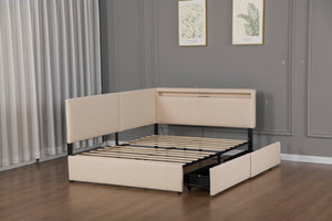 English Elm Full Size Tufted Upholstered Storage Bed with LED Lighting and USB Charging Port W1670P487806
