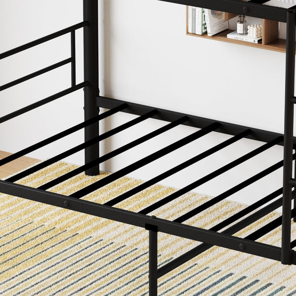 English Elm Bedroom Steel Triple Bunk Bed Twin Convertible Three Independent Sleeping Units W1671S00015