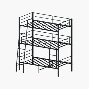 English Elm Bedroom Steel Triple Bunk Bed Twin Convertible Three Independent Sleeping Units W1671S00015