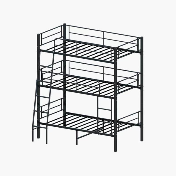 English Elm Bedroom Steel Triple Bunk Bed Twin Convertible Three Independent Sleeping Units W1671S00015