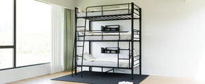 English Elm Bedroom Steel Triple Bunk Bed Twin Convertible Three Independent Sleeping Units W1671S00015