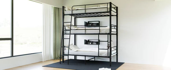 English Elm Bedroom Steel Triple Bunk Bed Twin Convertible Three Independent Sleeping Units W1671S00015