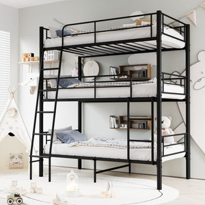 English Elm Bedroom Steel Triple Bunk Bed Twin Convertible Three Independent Sleeping Units W1671S00015